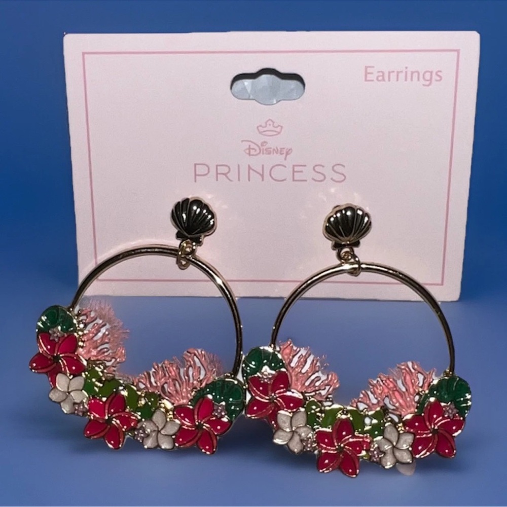 Disney The Little Mermaid Floral Hoop Earrings